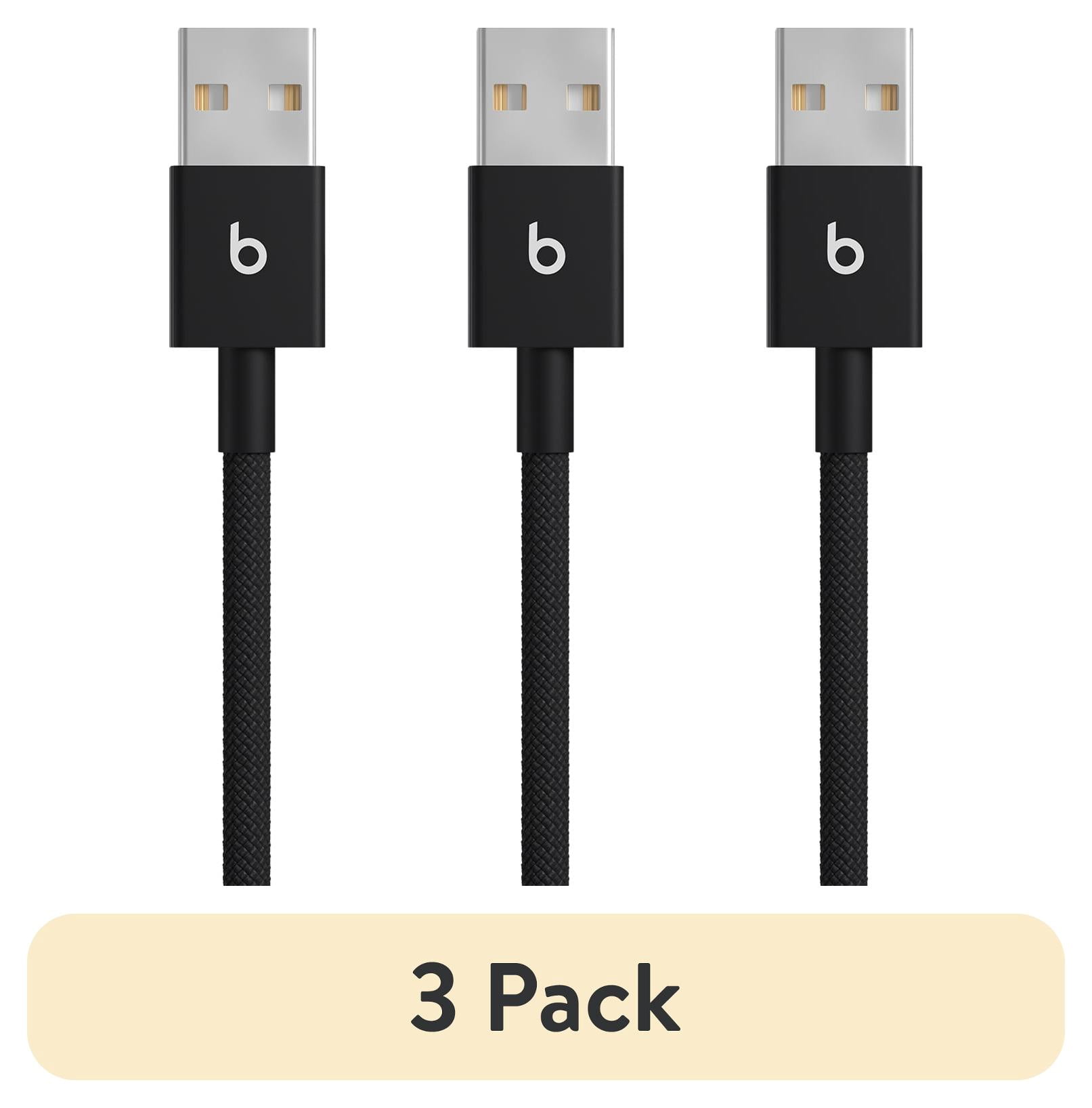 (3 pack) Beats USB-A to USB-C Woven Cables (1.5 m / 5 ft) - Bolt Black (2-Pack)