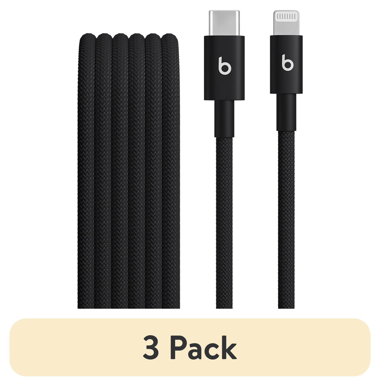 (3 pack) Beats USB-C to Lightning Woven Cable (1.5 m / 5 ft) - Bolt Black