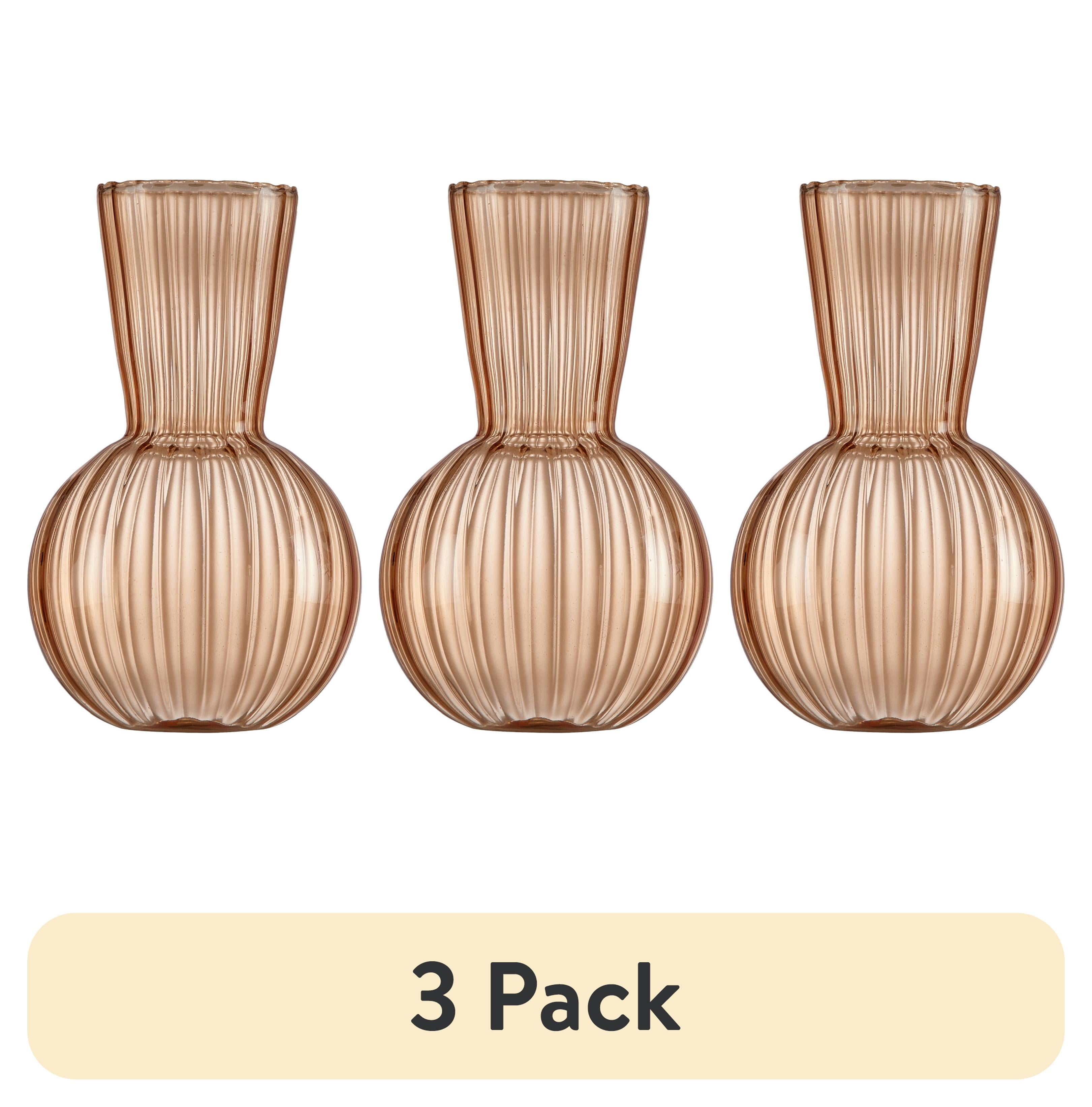 (3 pack) Beautiful Fall Leaf Bubble Glass Vase by Drew Barrymore, 6.5", Yellow