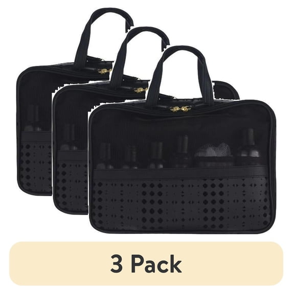 (3 pack) Beauty 360 Fitted Weekender Cosmetic Bag, Black