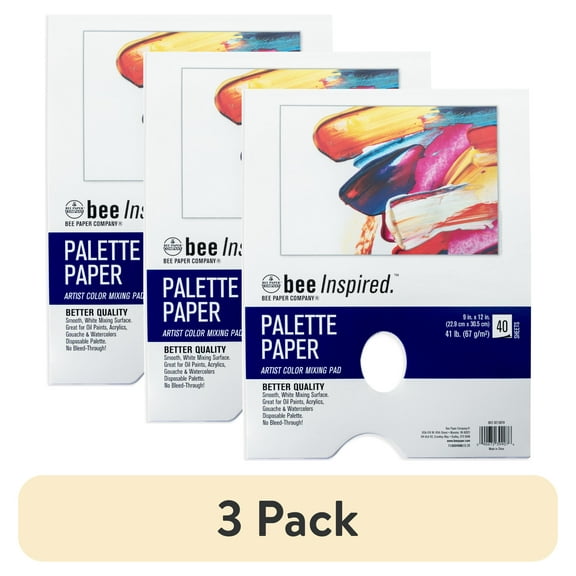 (3 pack) Bee Paper - 9"x 12" Artist Color Mixing Disposable Palette Paper, 40 Sheets, 41 lb. 67 GSM
