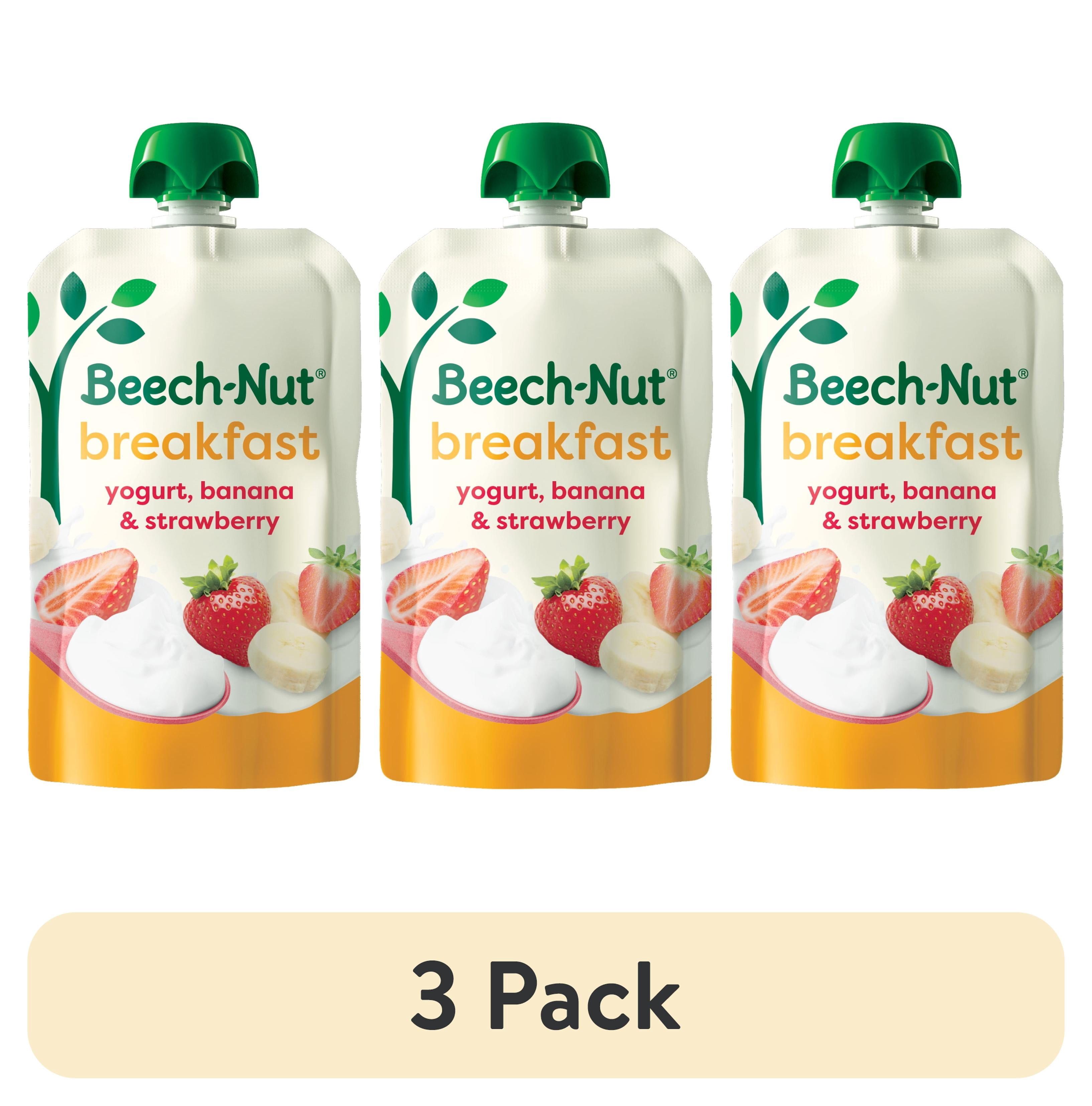 (3 pack) Beech-Nut Breakfast Stage 4 Toddler Food, Yogurt Banana & Strawberry, 3.5 oz Pouch