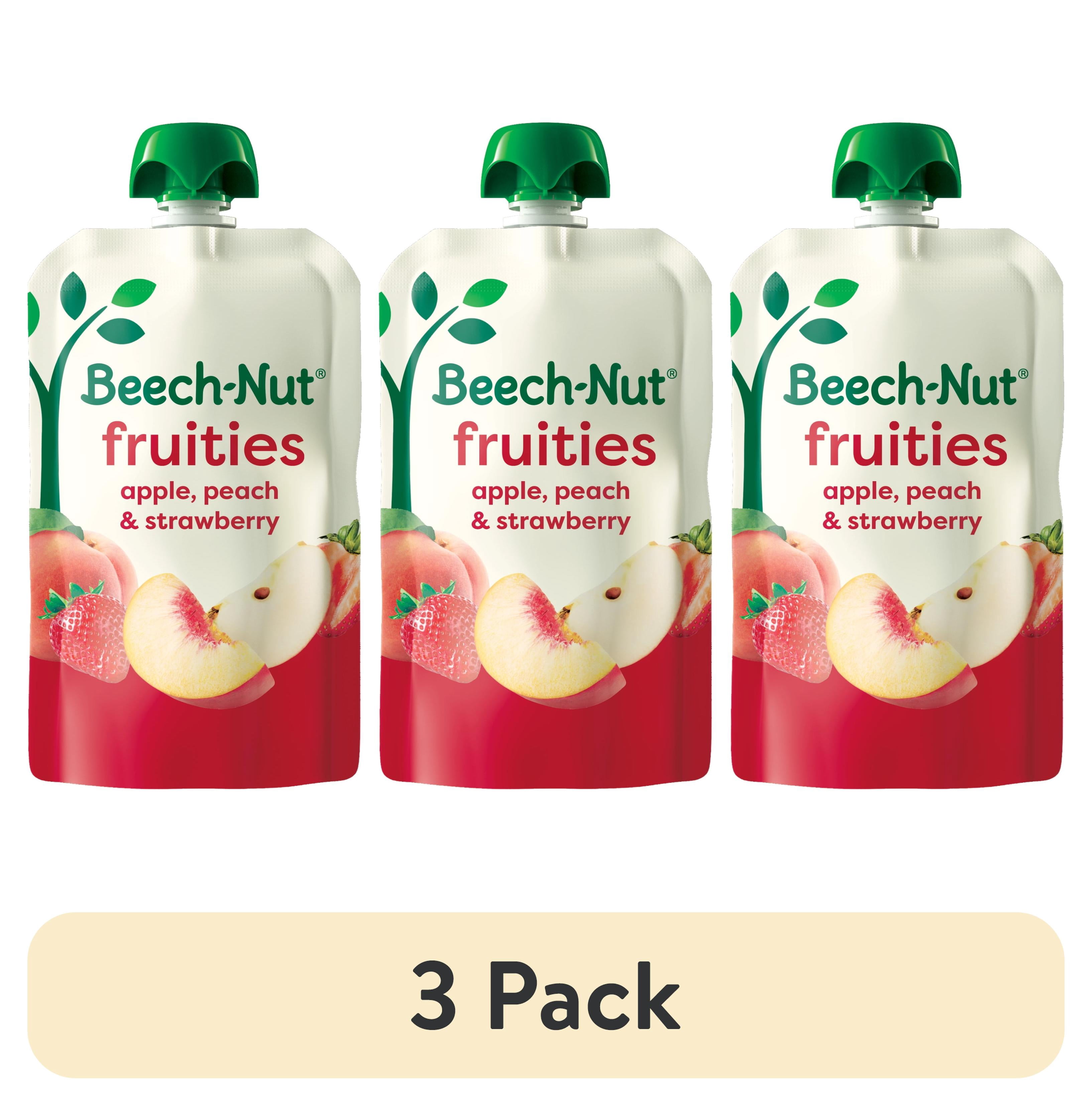 (3 pack) Beech-Nut Fruities Stage 2 Baby Food, Apple Peach & Strawberries, 3.5 oz Pouch