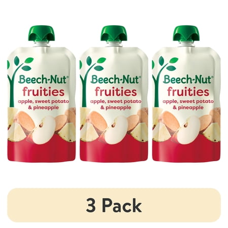 (3 pack) Beech-Nut Fruities Stage 2 Baby Food, Apple Sweet Potato & Pineapple, 3.5 oz Pouch
