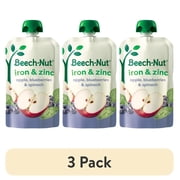 (3 pack) Beech-Nut Iron & Zinc Stage 4 Toddler Food, Apple Blueberry & Spinach, 3.5 oz Pouch