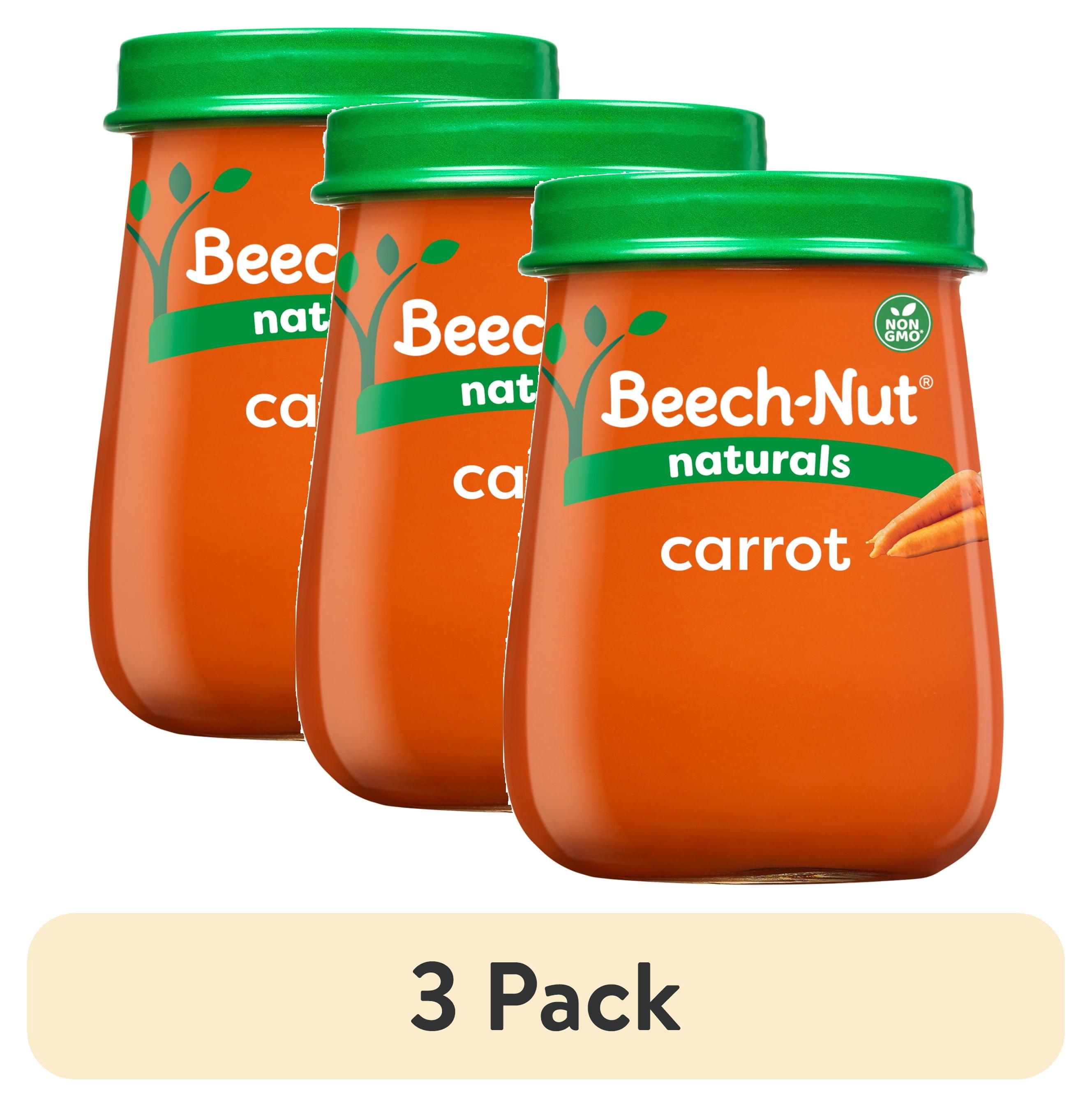 (3 pack) Beech-Nut Naturals Stage 1 Baby Food, Carrots, 4 oz Jar