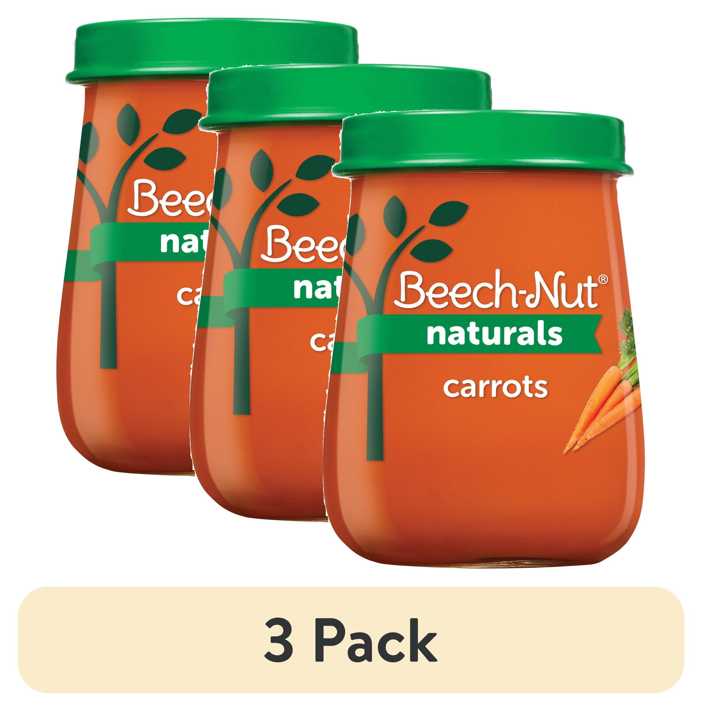 (3 pack) Beech-Nut Naturals Stage 1 Baby Food, Carrots, 4 oz Jar