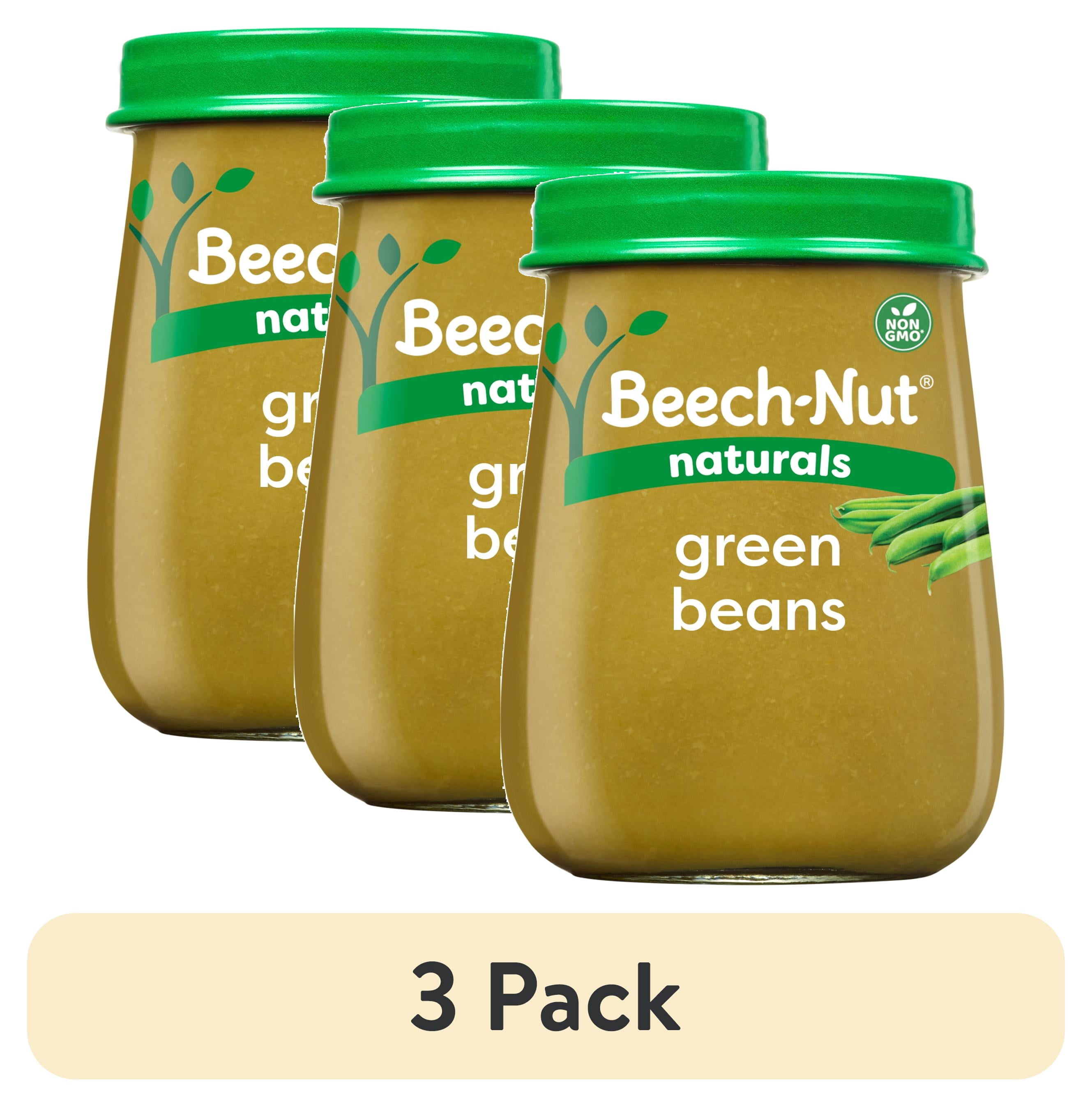 (3 pack) Beech-Nut Naturals Stage 1 Baby Food, Green Beans, 4 oz Jar