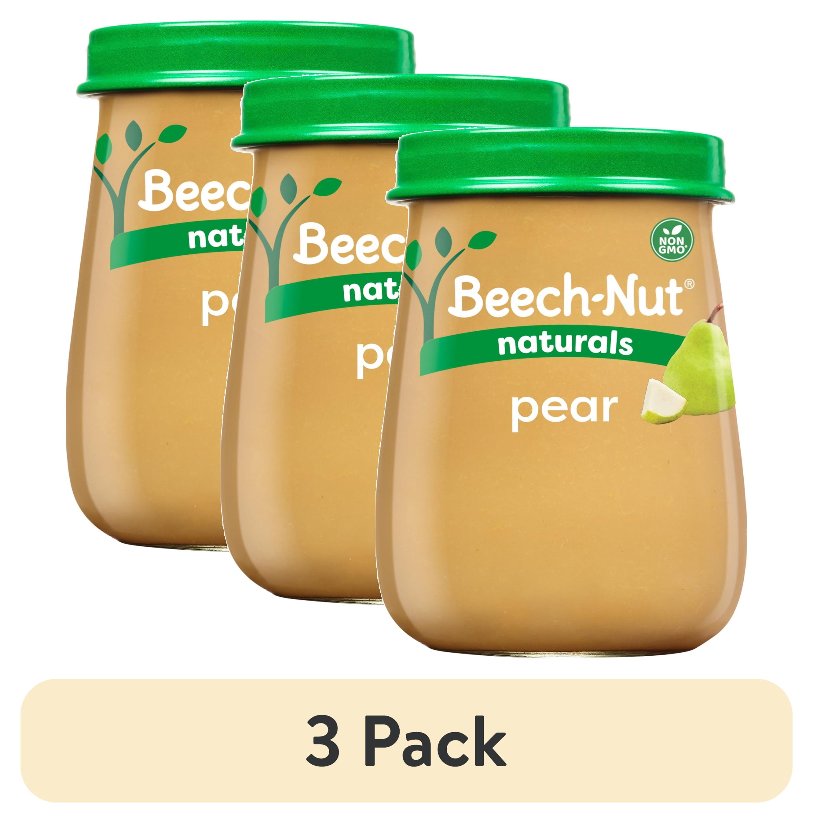 (3 pack) Beech-Nut Naturals Stage 1 Baby Food, Pear, 4 oz Jar