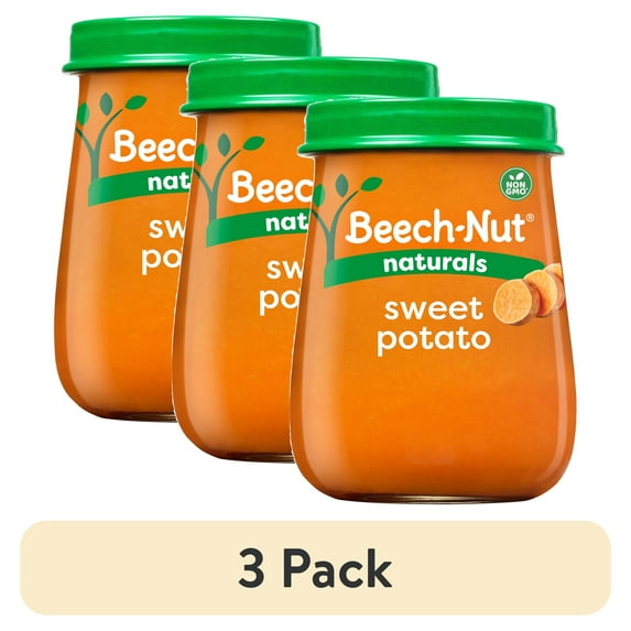 (3 pack) Beech-Nut Naturals Stage 1 Baby Food, Sweet Potato, 4 oz Jar