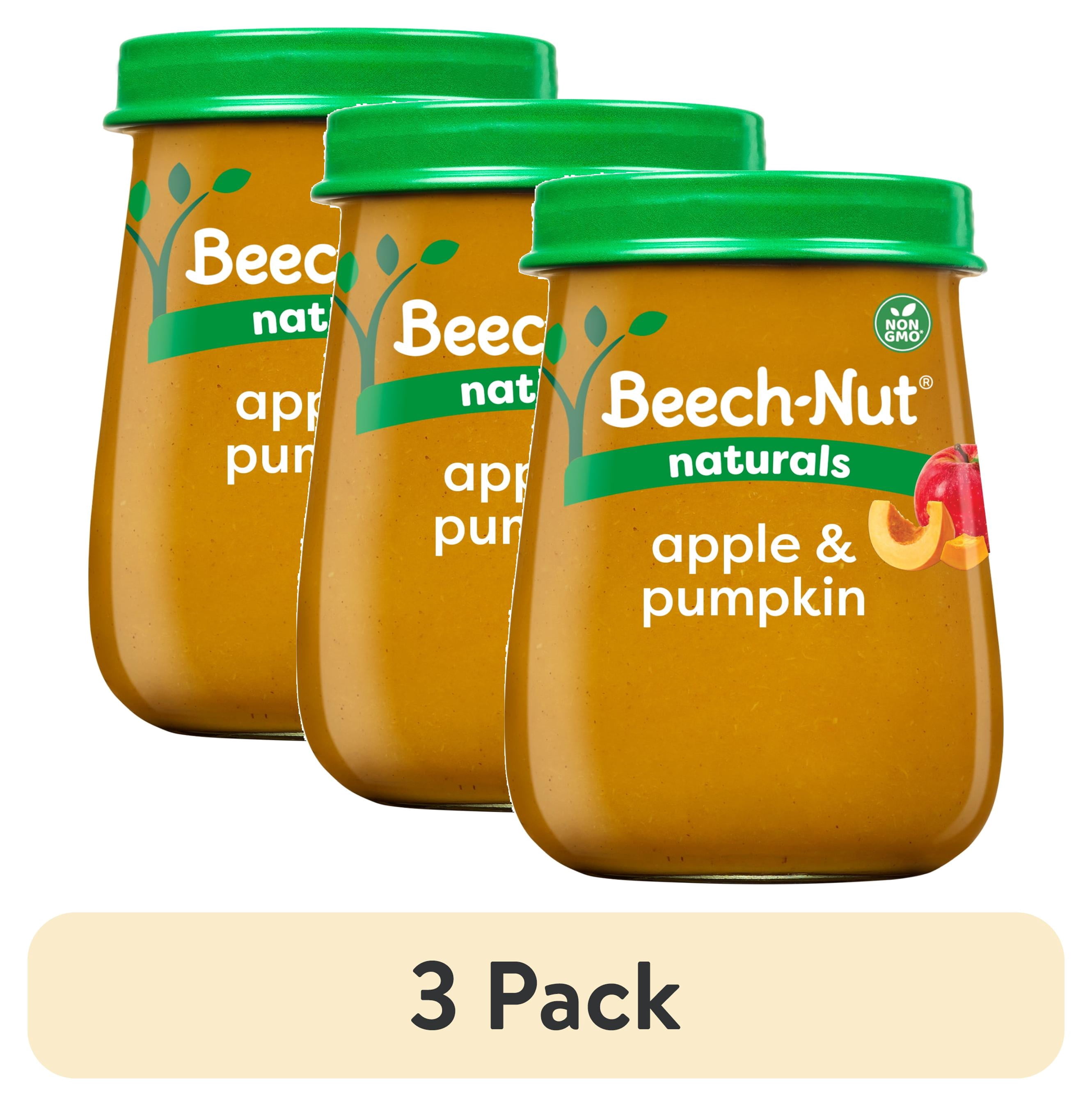 (3 pack) Beech-Nut Naturals Stage 2 Baby Food, Apple & Pumpkin, 4 oz Jar