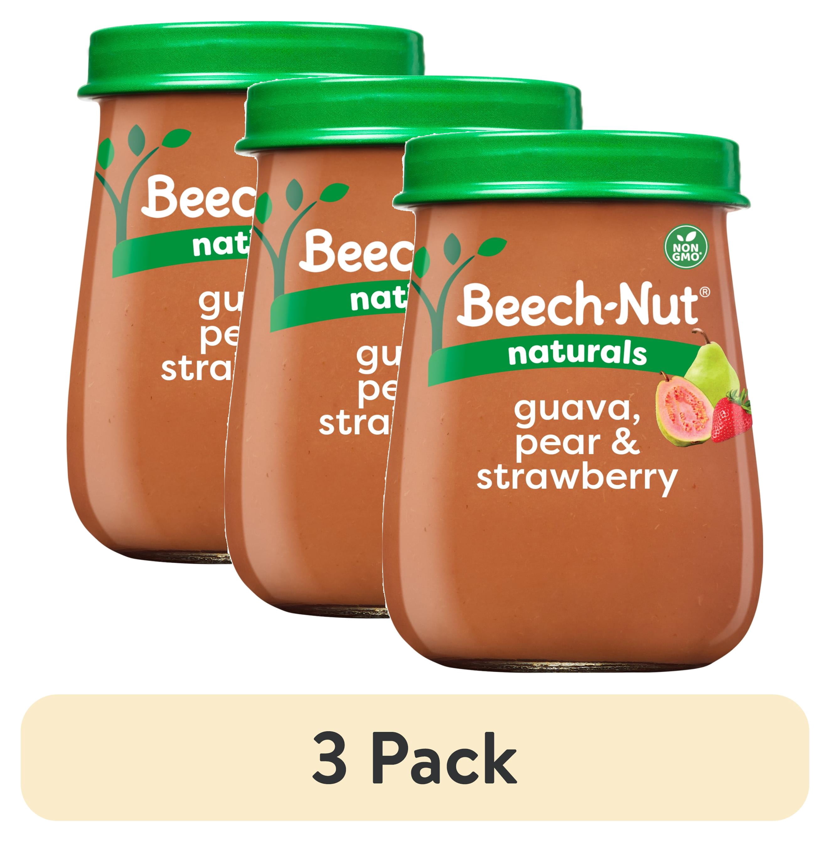 (3 pack) Beech-Nut Naturals Stage 2 Baby Food, Guava Pear & Strawberries, 4 oz Jar