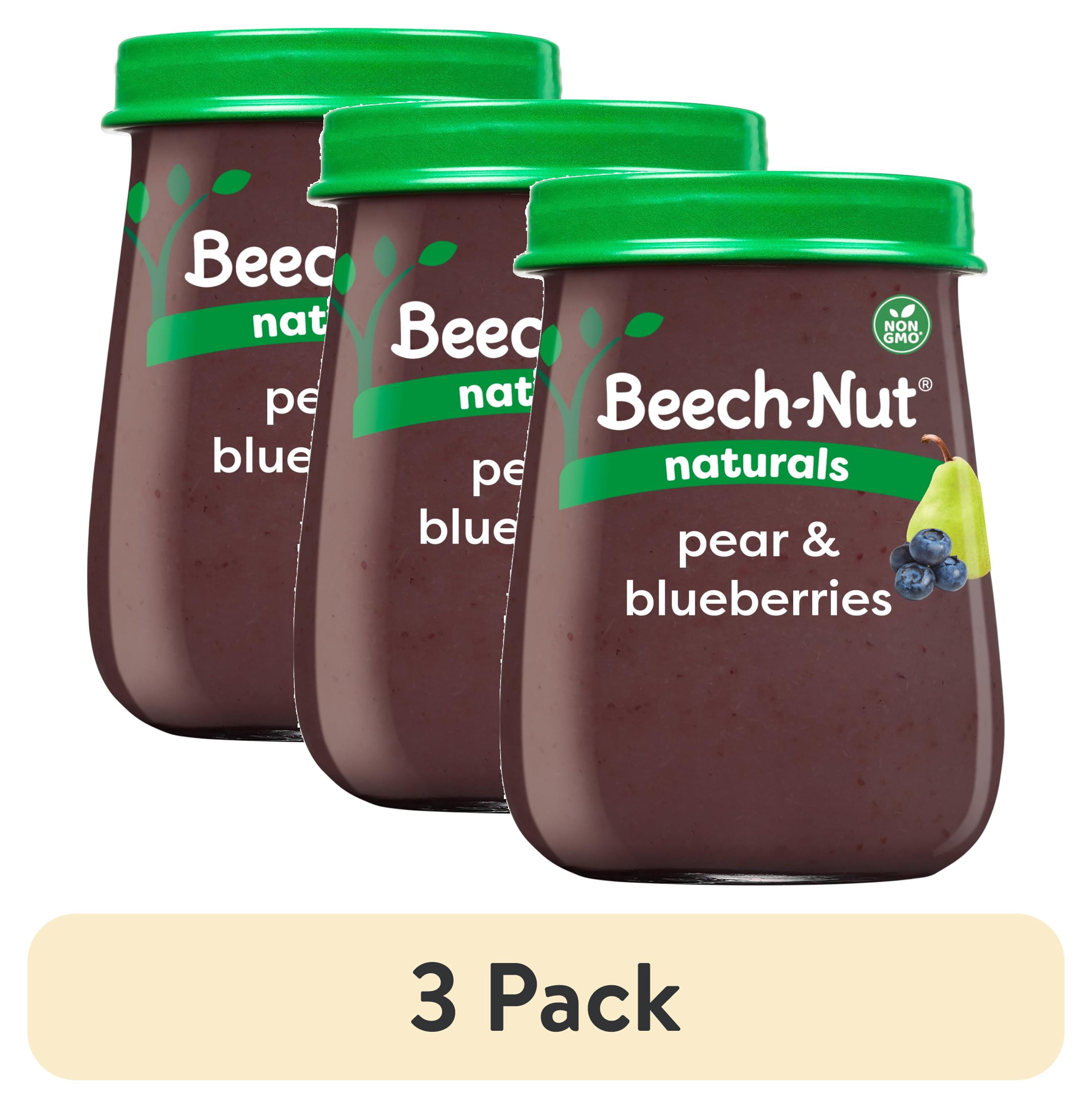 (3 pack) Beech-Nut Naturals Stage 2 Baby Food, Pear & Blueberries, 4 oz Jar
