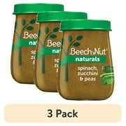 (3 pack) Beech-Nut Naturals Stage 2 Baby Food, Spinach Zucchini & Peas, 4 oz Jar