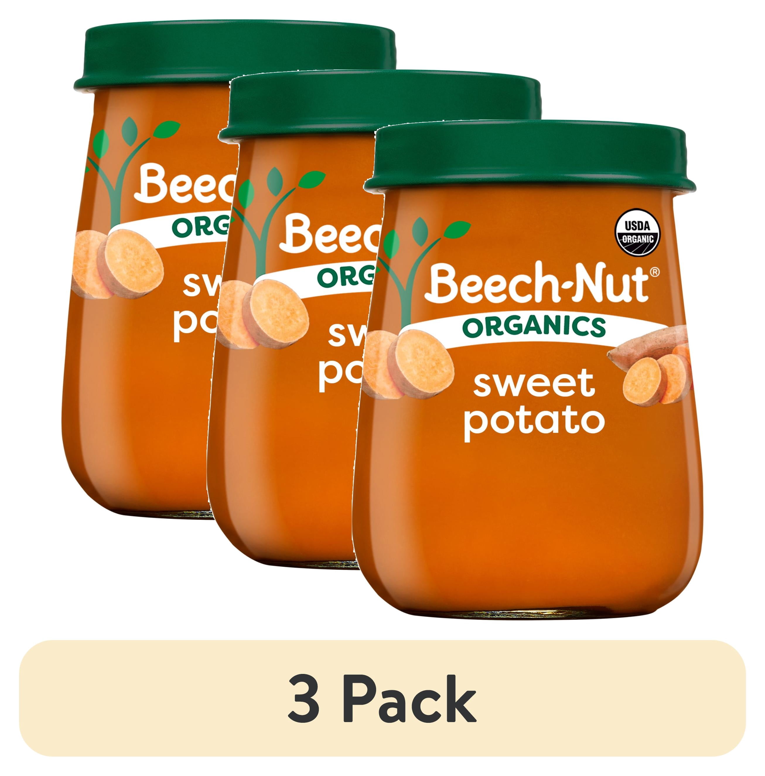 (3 pack) Beech-Nut Organics Stage 1 Organic Baby Food, Sweet Potato, 4 oz Jar