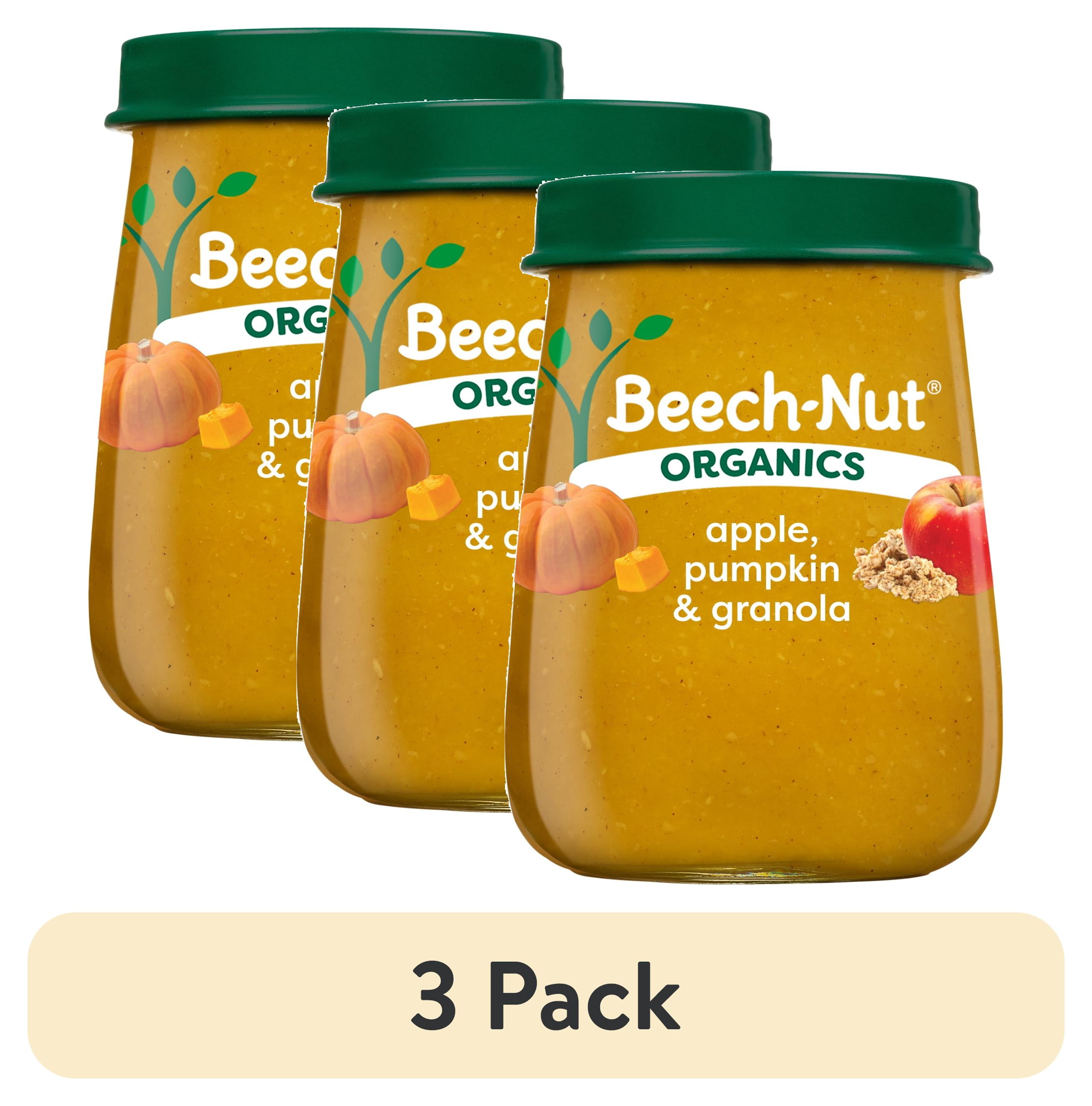 (3 pack) Beech-Nut Organics Stage 2 Organic Baby Food, Apple Pumpkin & Granola, 4 oz Jar