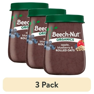 (3 pack) Beech-Nut Organics Stage 3 Organic Baby Food, Apple Blueberry & Oats, 4 oz Jar