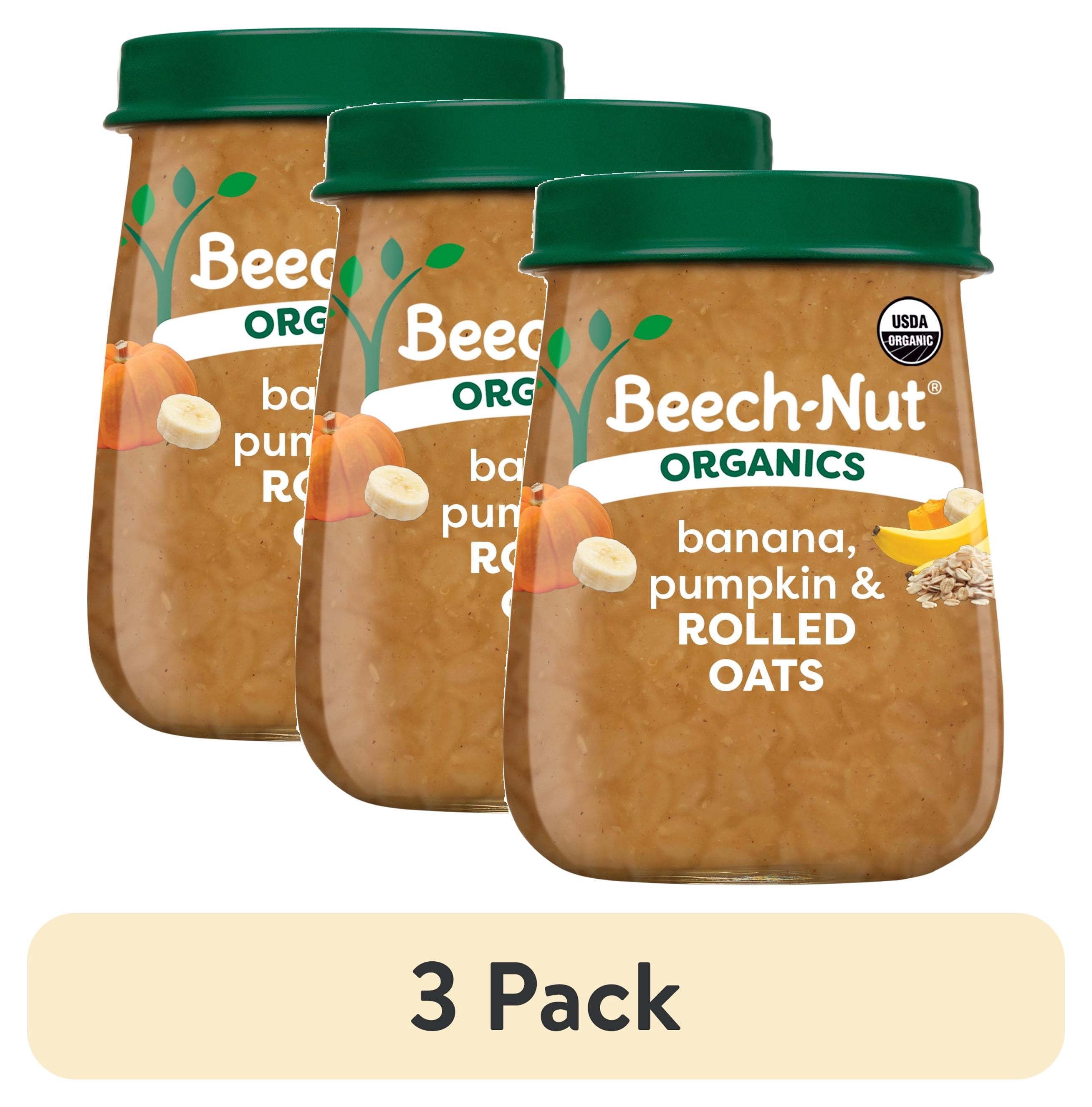 (3 pack) Beech-Nut Organics Stage 3 Organic Baby Food, Banana Pumpkin & Oats, 4 oz Jar