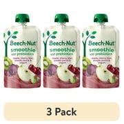 (3 pack) Beech-Nut Smoothie + Prebiotics for Toddlers, Apple Cherry Prpl Carrot Yogurt, 3.5oz Pouch