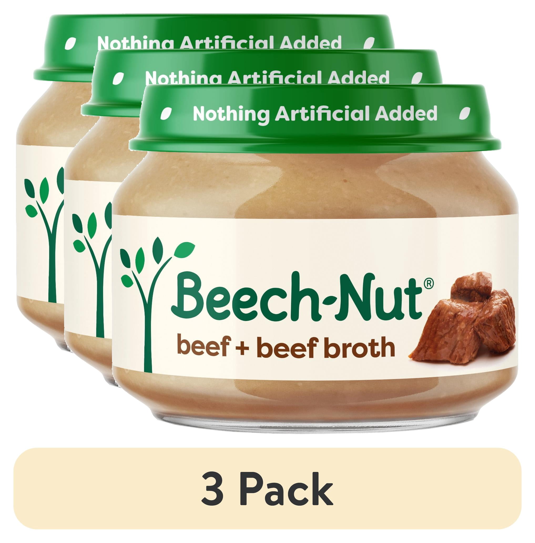 (3 pack) Beech-Nut Stage 1 Baby Food, Beef & Beef Broth, 2.5 oz Jar