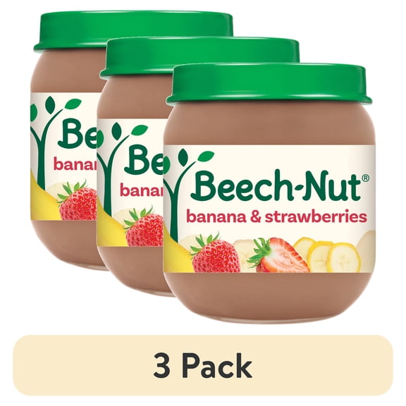 (3 pack) Beech-Nut Stage 2 Baby Food, Banana & Strawberries, 4 oz Jar