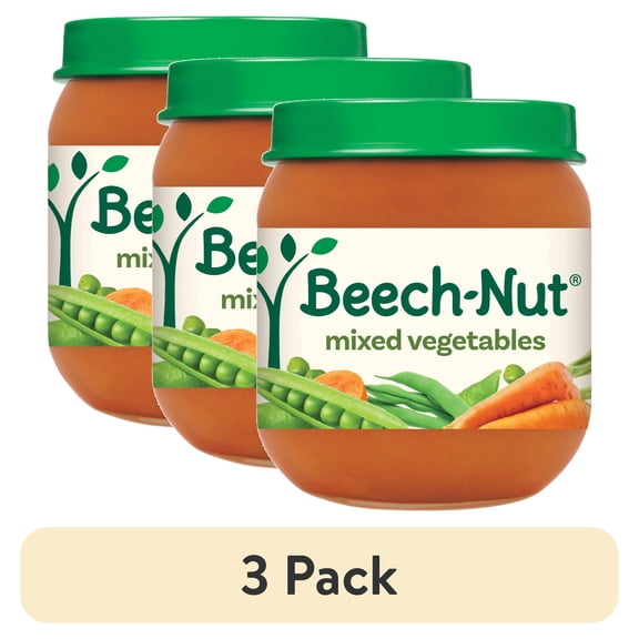 (3 pack) Beech-Nut Stage 2 Baby Food, Mixed Vegetables, 4 oz Jar