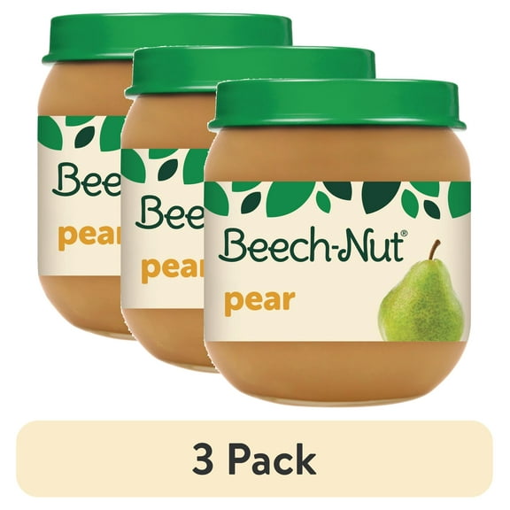 (3 pack) Beech-Nut Stage 2 Baby Food, Pear, 4 oz Jar