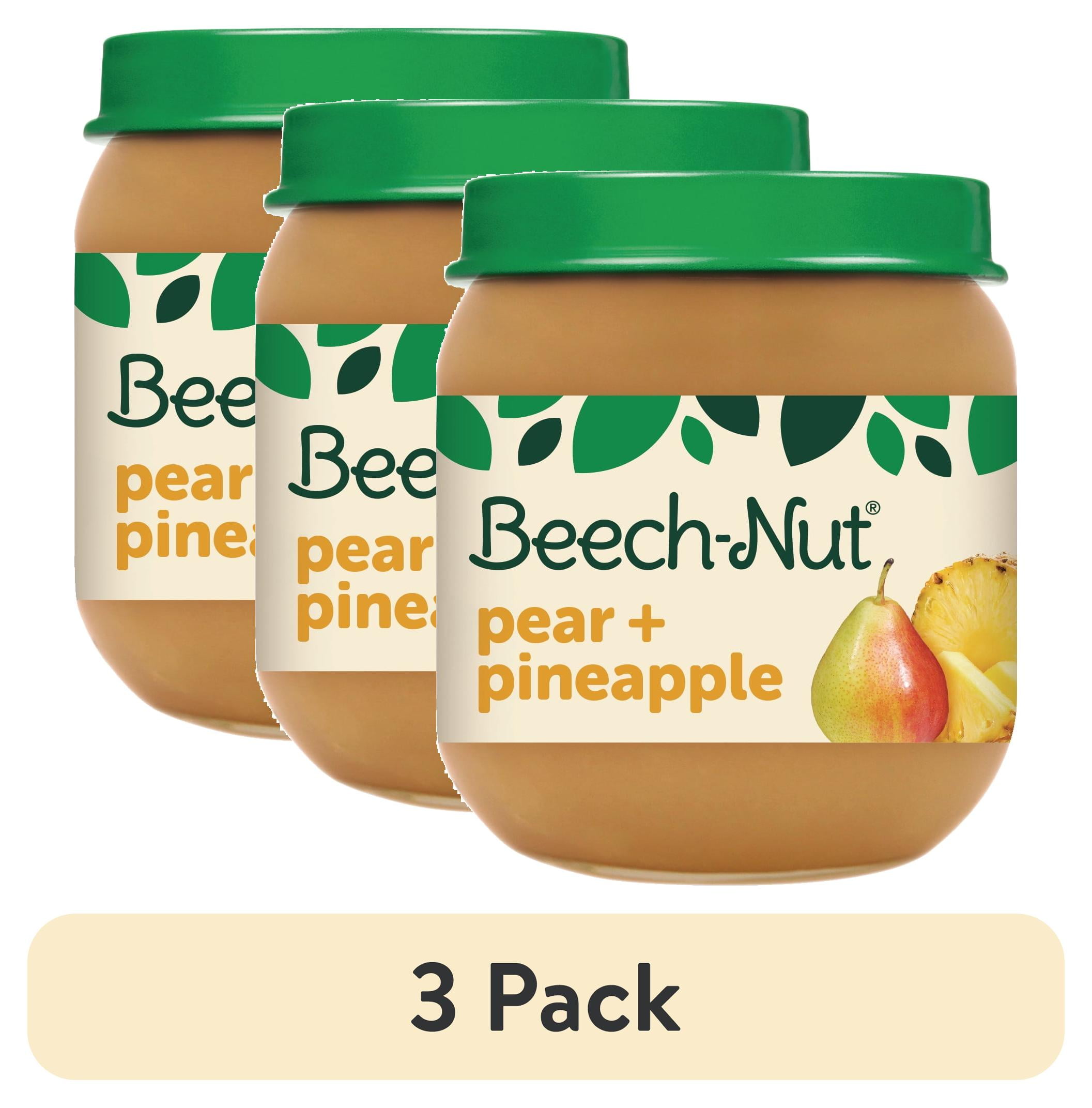 (3 pack) Beech-Nut Stage 2 Baby Food, Pear & Pineapple, 4 oz Jar