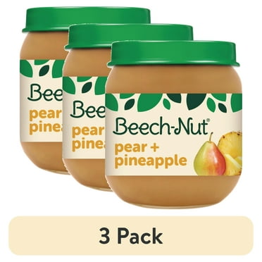 (3 pack) Beech-Nut Stage 2 Baby Food, Pear & Pineapple, 4 oz Jar