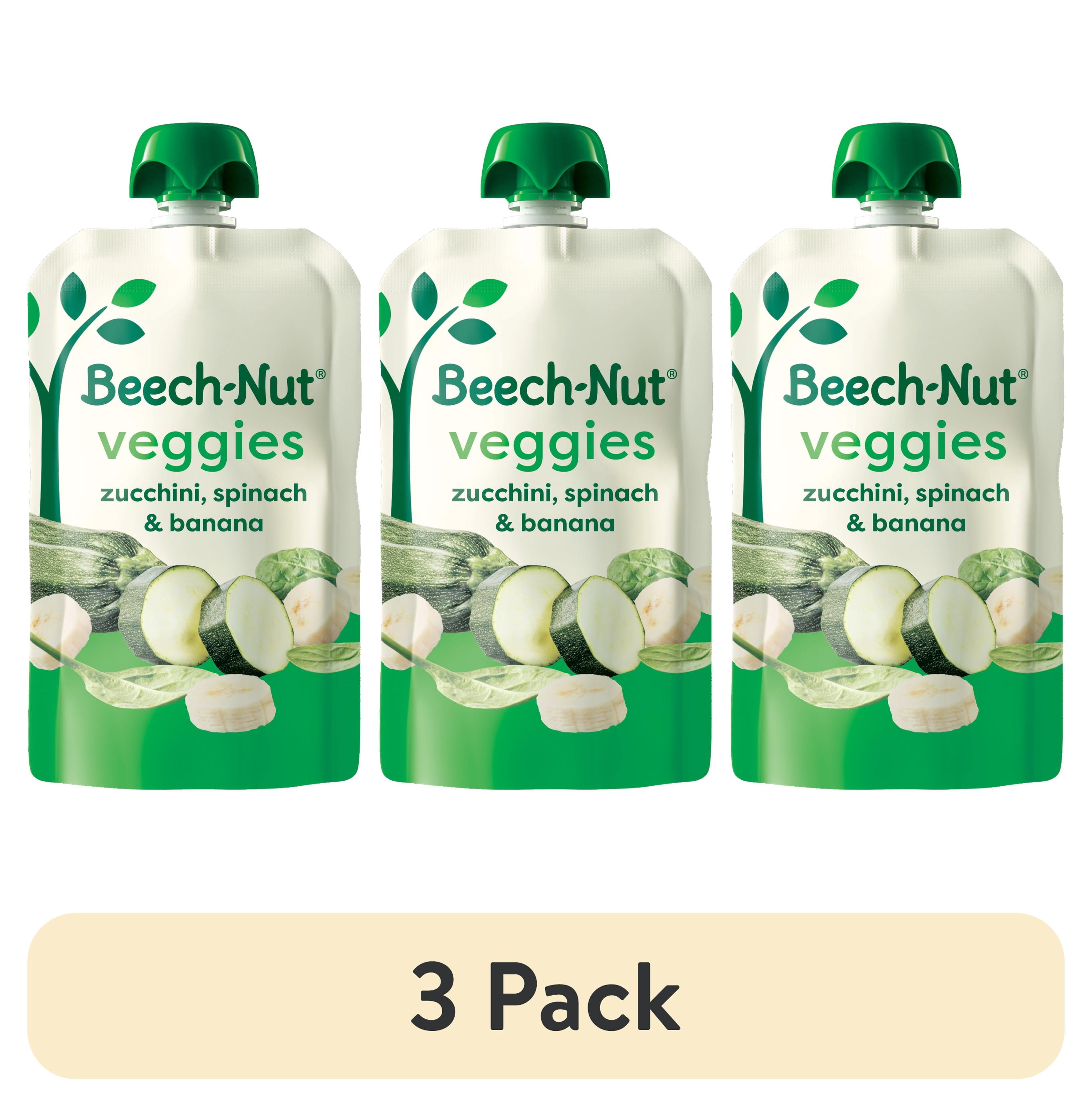 (3 pack) Beech-Nut Veggies Stage 2 Baby Food, Zucchini Spinach & Banana, 3.5 oz Pouch