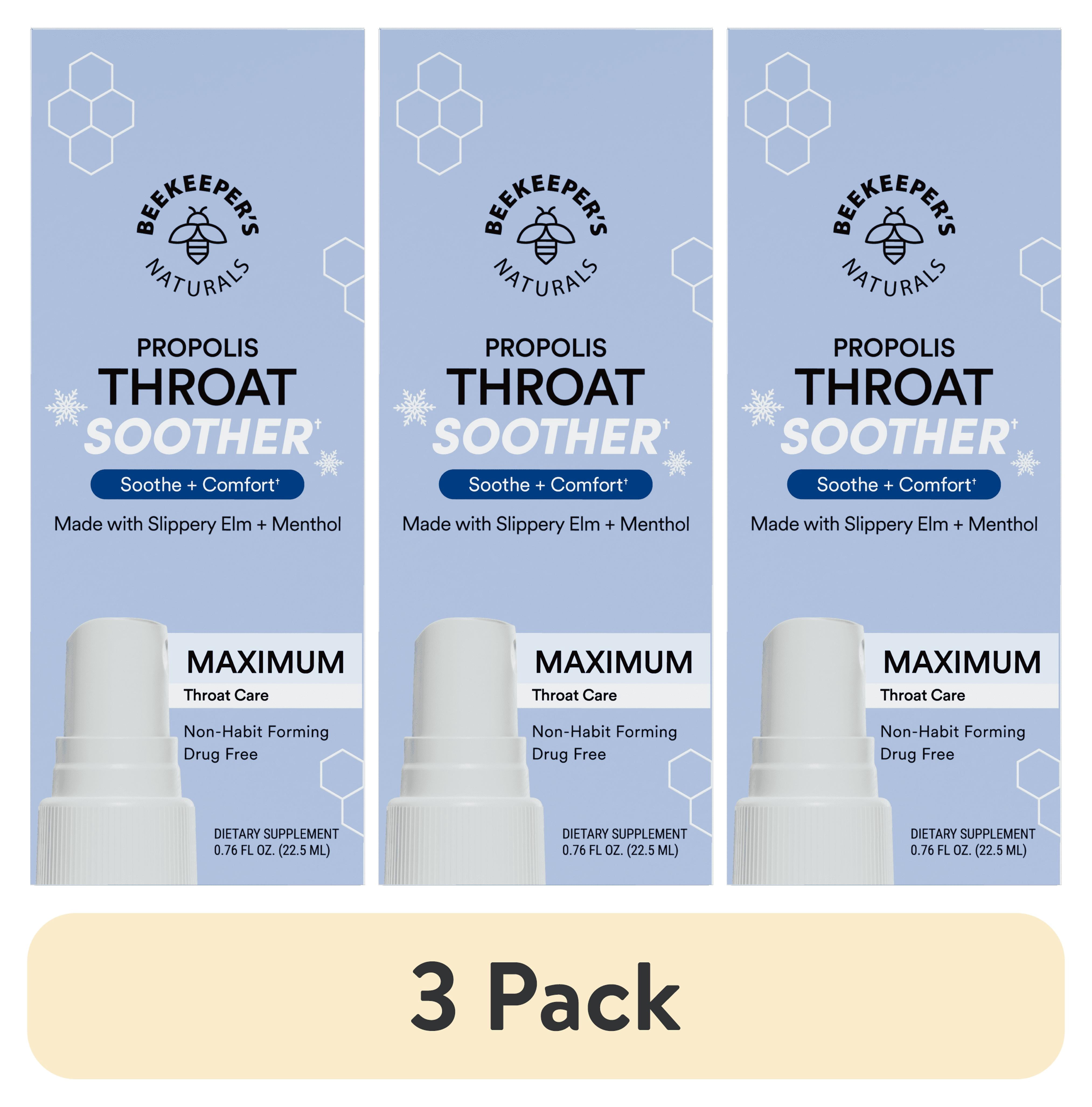 (3 pack) Beekeeper's Naturals Propolis Throat Soothing Spray for Maximum Comfort