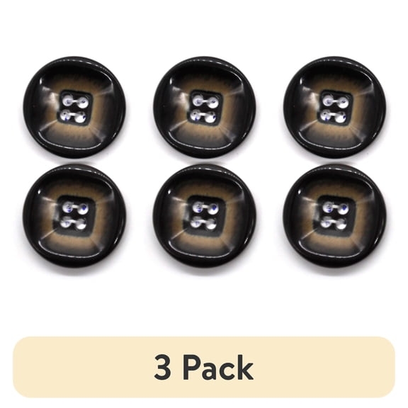 (3 pack) Belagio Resin Brushed-Look Buttons, Brown, Sewing Fasteners