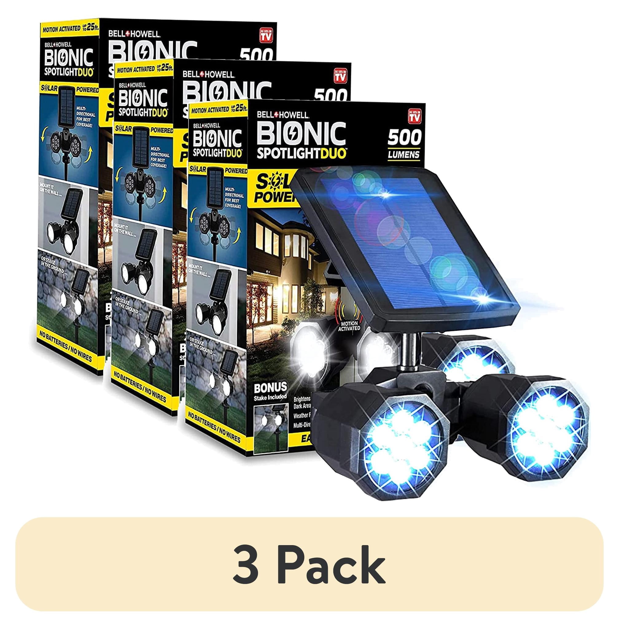 (3 pack) Bell and Howell Bionic Spotlight Duo Solar Outdoor Security Light Solar Lights 120° Beam Angles