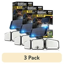 (3 pack) Bell Howell Bionic Flood Light AS SEEN ON TV, 500 Lumen Deluxe Version Bionic Floodlight, LED Solar Flood Lights Outdoor Motion Sensor Waterproof Solar Security Lights with 360° 3 Panel Design