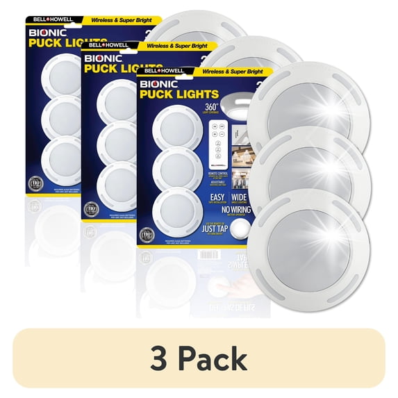 Bell + Howell 3 Pack LED Puck Lights with Remote Control Adjustable ...