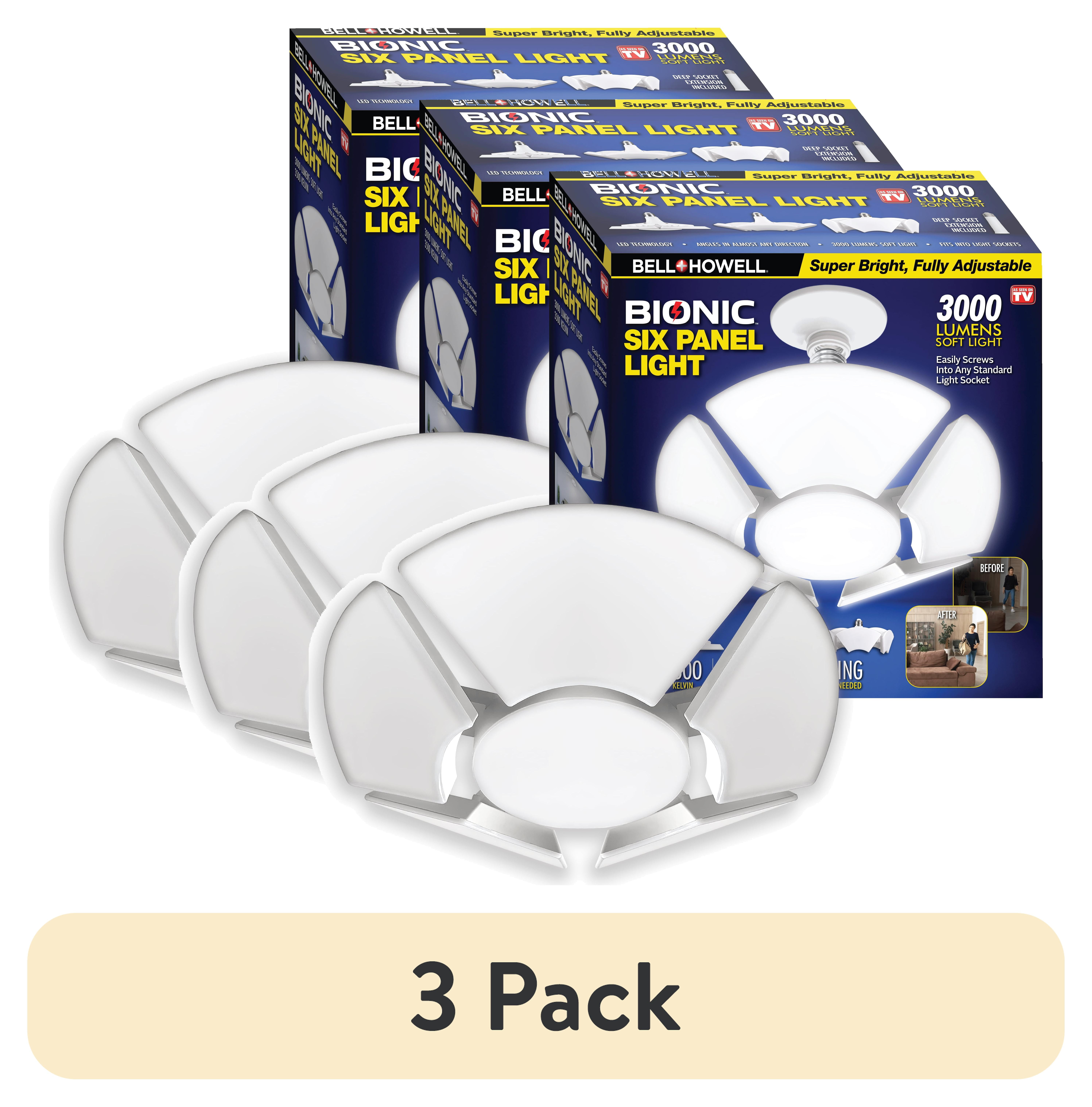 (3 pack) Bell and Howell Socket Burst Six Panel Ceiling Light 144 LED Bulbs 3000 Lumen for Garage Home