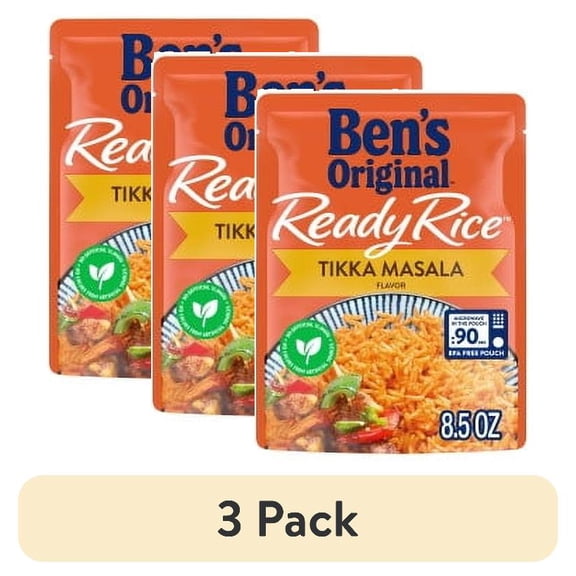 (3 pack) Ben's Original Ready Rice Tikka Masala 8.5 oz Microwavable Pouch. Ready in 90 Seconds! Cholesterol Free.