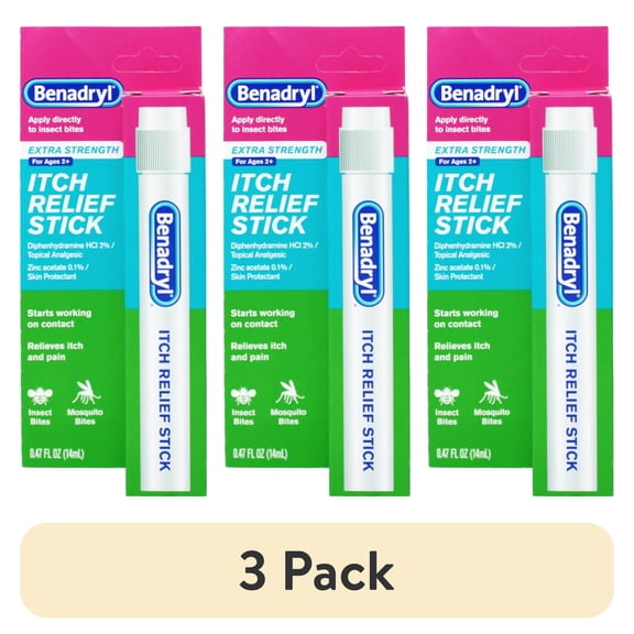 (3 pack) Benadryl Extra Strength Itch Relief Stick - Travel Size - 0.47 fl oz