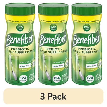 (3 pack) Benefiber Daily Prebiotic Glp-1 Friendly Fiber Supplement Powder, Unflavored -124 Teaspoons (8.7 Ounces)