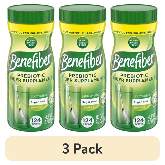 (3 pack) Benefiber Daily Prebiotic Glp-1 Friendly Fiber Supplement Powder, Unflavored -124 Teaspoons (8.7 Ounces)