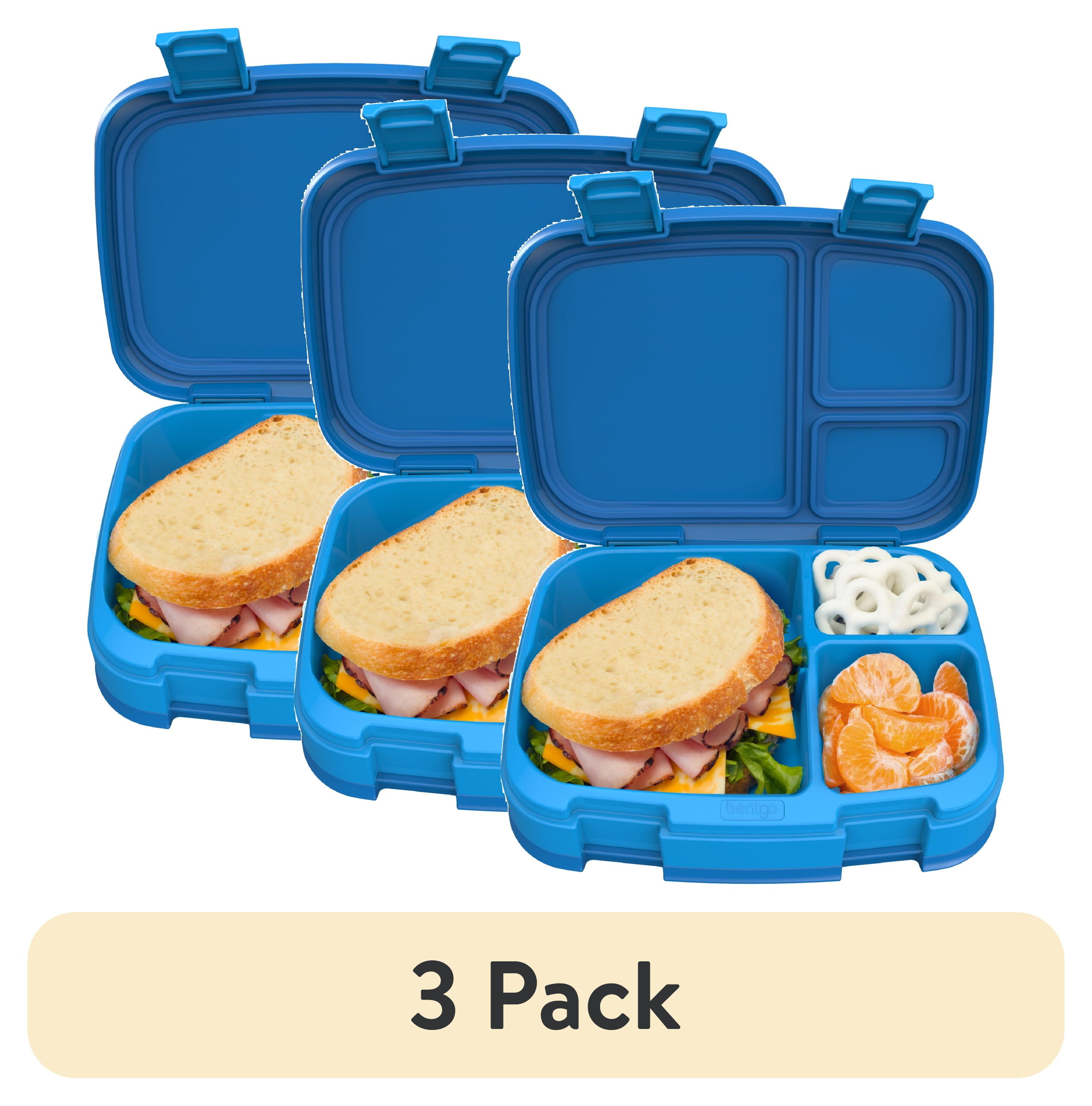 (3 pack) Bentgo Fresh – Leak-Proof, Versatile 4-Compartment Bento-Style Lunch Box with Removable Divider, Portion-Controlled Meals for Teens and Adults On-The-Go – BPA-Free, Food-Safe Materials  (Blue)