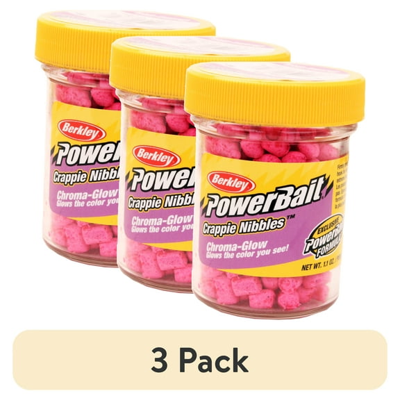 (3 pack) Berkley PowerBait Chroma-Glow Crappie Nibbles Fishing Dough Bait