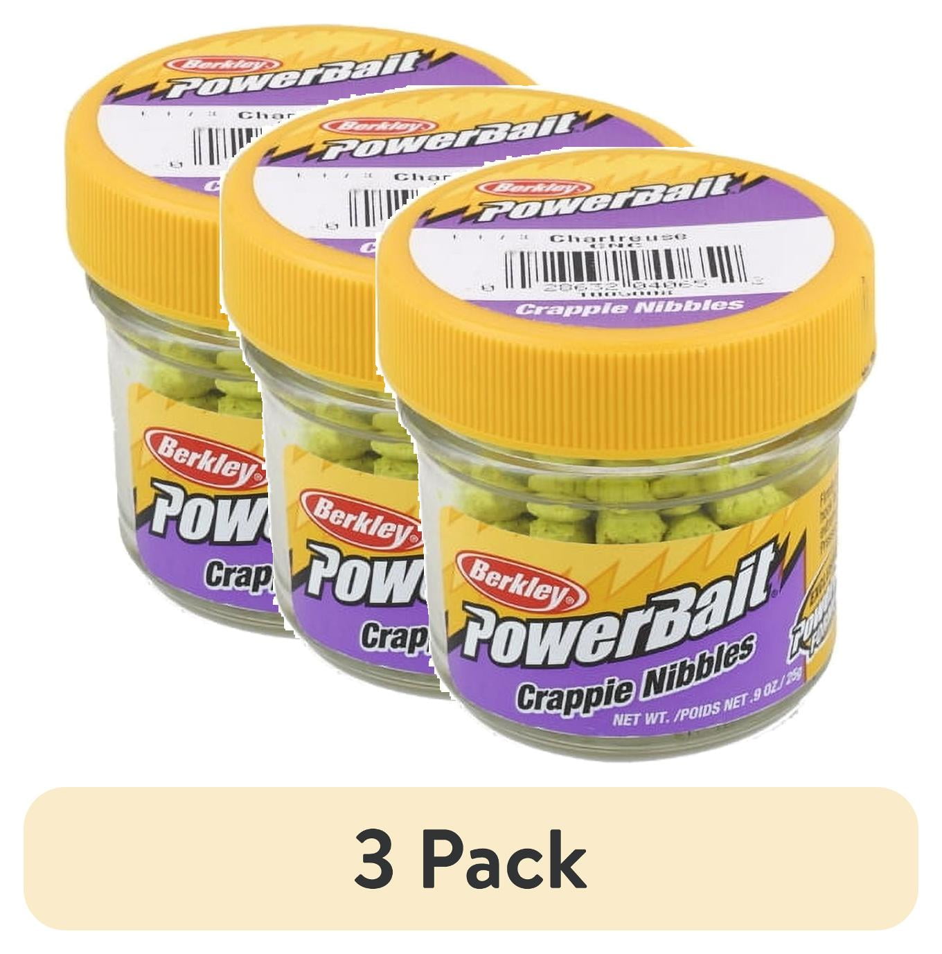 (3 pack) Berkley PowerBait Crappie Nibbles, Chartreuse
