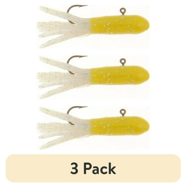 (3 pack) Berkley PowerBait Pre-Rigged Atomic Tubes Fishing Bait, Yellow Pearl Silver Fleck