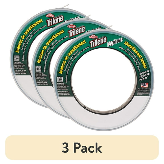 (3 pack) Berkley Trilene® Big Game™ Mono Leaders Fishing Line, Clear, 80 lb Test Strength, 55 yd