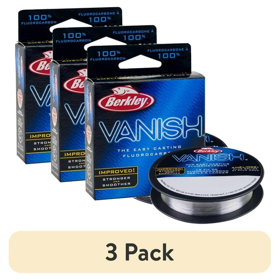 (3 pack) Berkley Vanish Fluorocarbon Fishing Line, Clear, 8 lb Test Strength, 110 yd