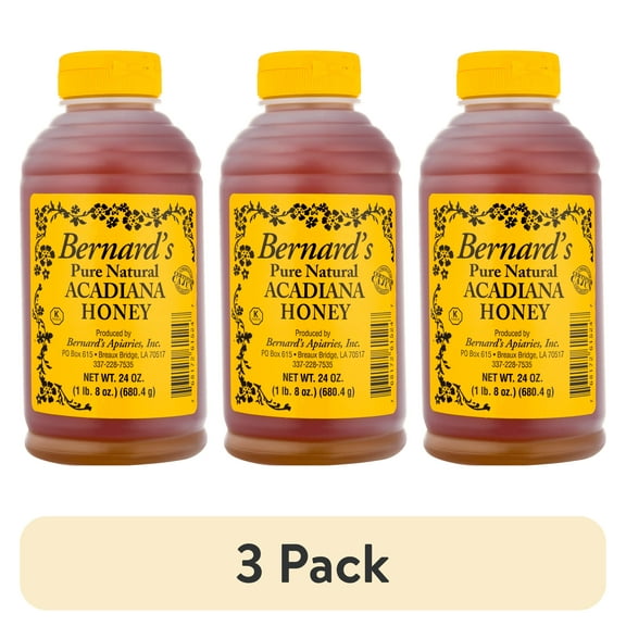 (3 pack) Bernards Pure Natural Acadiana Honey, 24 oz