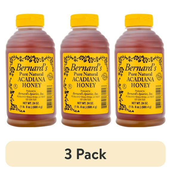(3 pack) Bernards Pure Natural Acadiana Honey, 24 oz