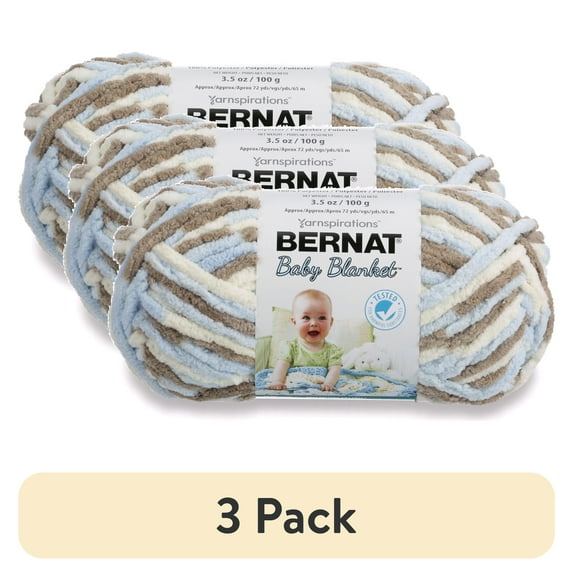 (3 pack) Bernat Baby Blanket Yarn, Little Cosmos, 3.5oz(100g), Super Bulky, Polyester