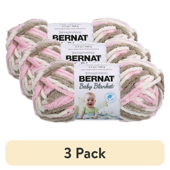 (3 pack) Bernat® Baby Blanket™ #6 Super Bulky Polyester Yarn, Little Petunias 3.5oz/100g, 72 Yards